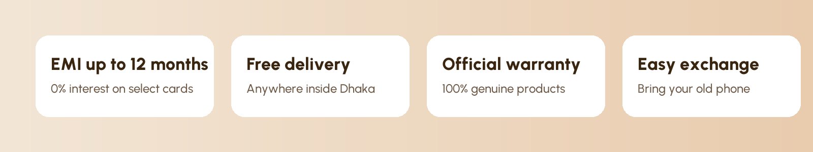 EMI · Free delivery · Warranty